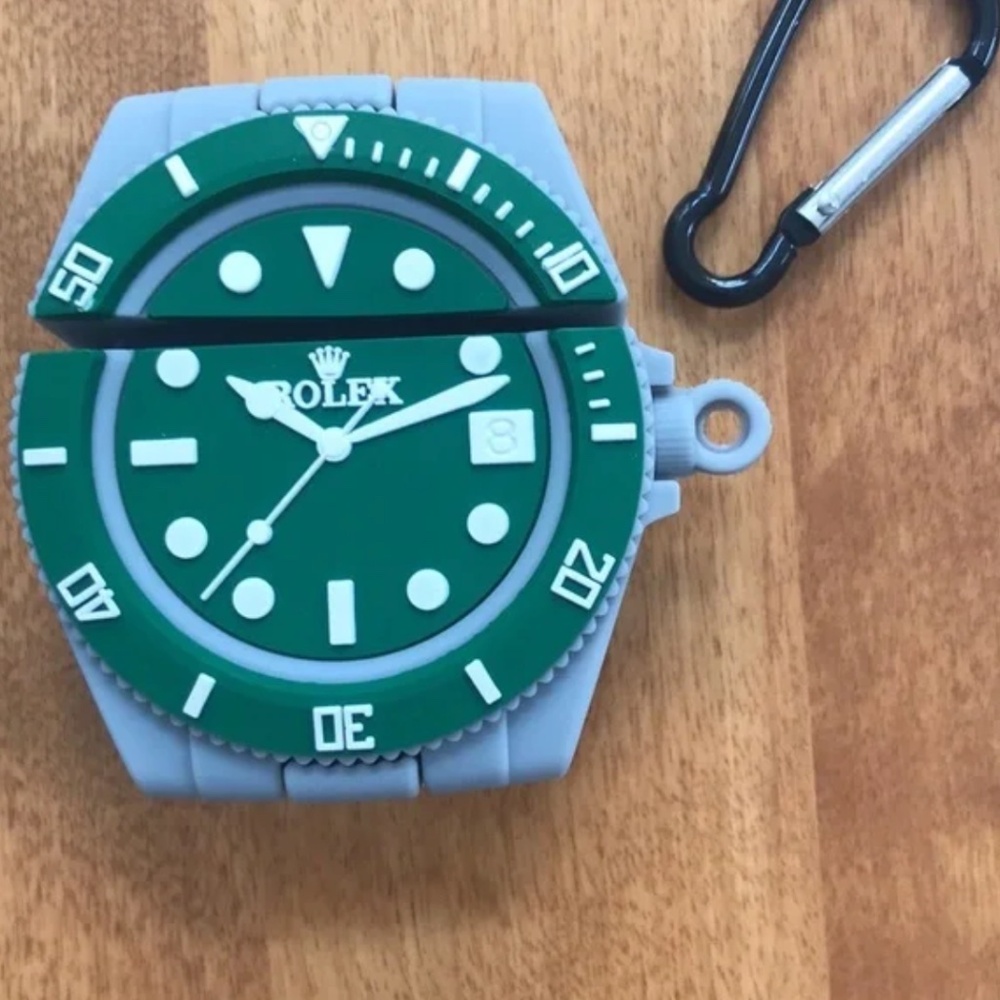 NWT Air Pod Case Watch Face Fits air pod 1 or 2 Hook included Green